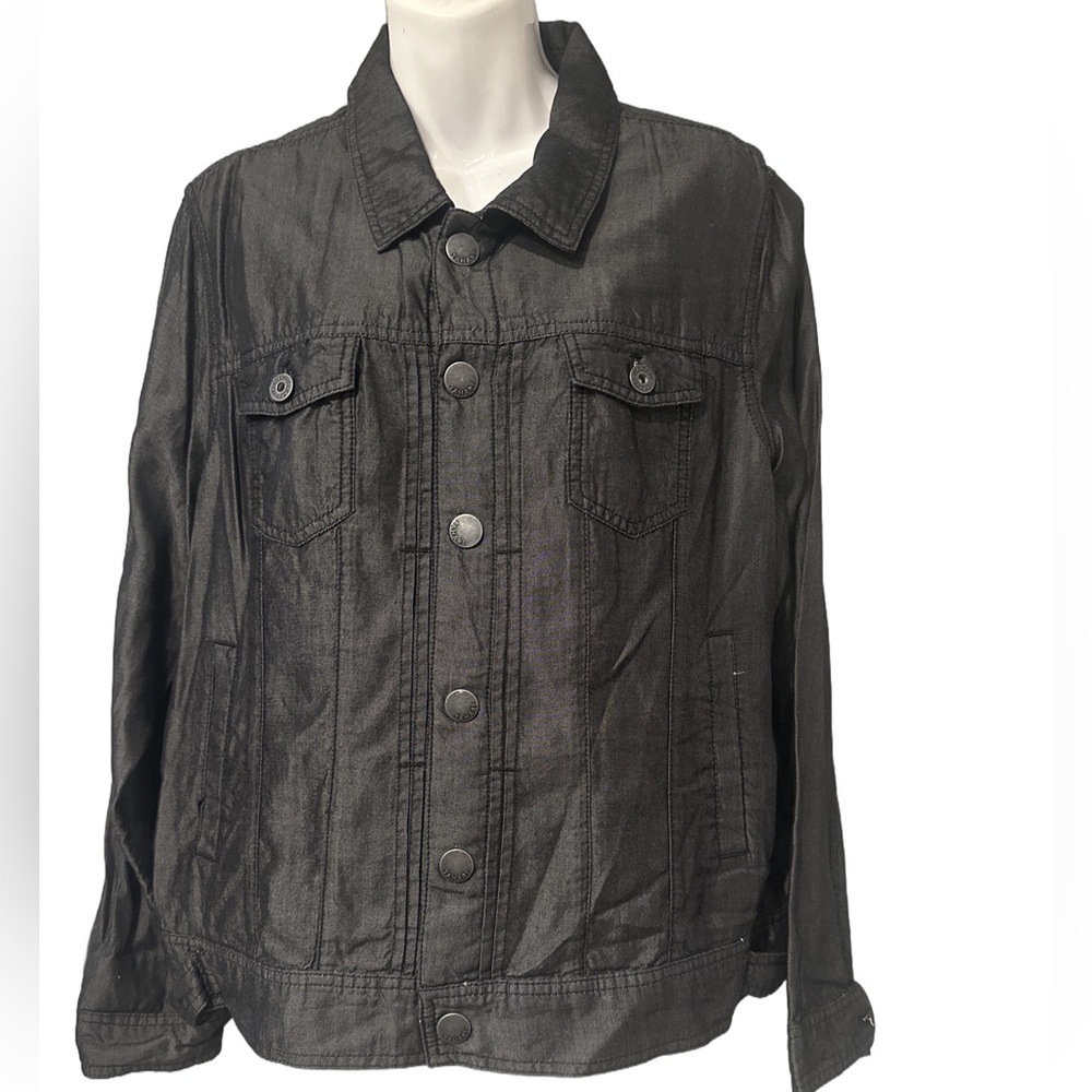 Tahari Wonen Black Denim Jacket